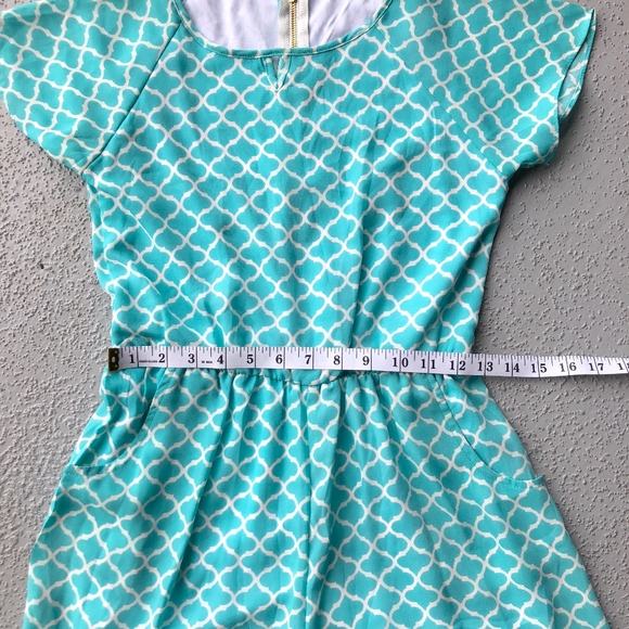Copper Key Romper Kids Girls Blue White Teal Aqua - Picture 8 of 8